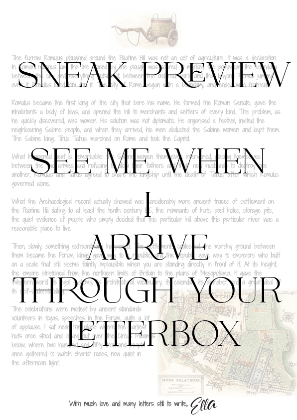 Text-based sneak preview announcement with decorative elements on a white background