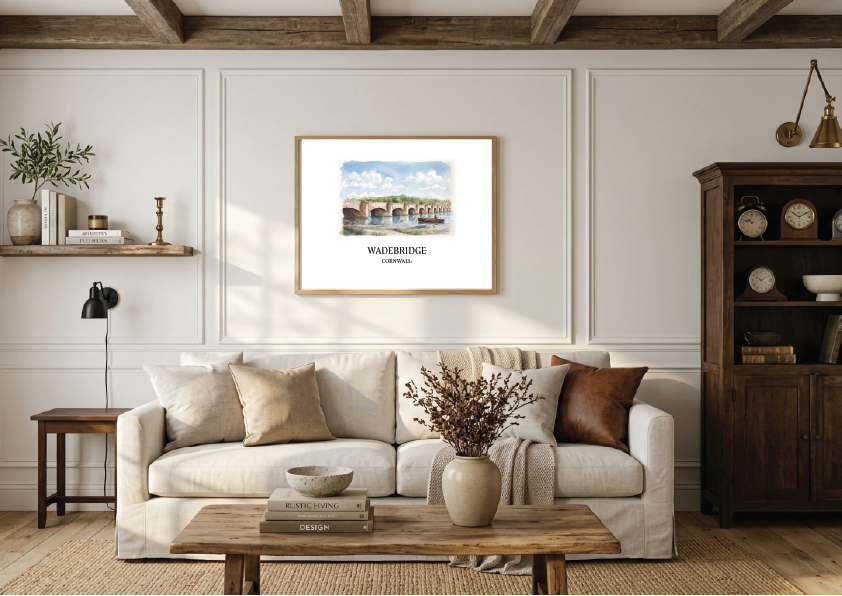 Wadebridge, Cornwall | The Bridge Watercolour Travel Poster | Ella's Adventures