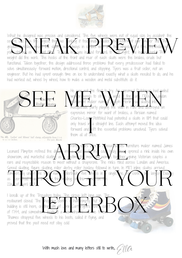 Text-based image with 'SNEAK PREVIEW' and 'SEE ME WHEN I ARRIVE THROUGH YOUR LETTERBOX' message.