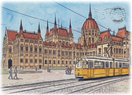 Budapest, Hungary · Watercolour Postcard