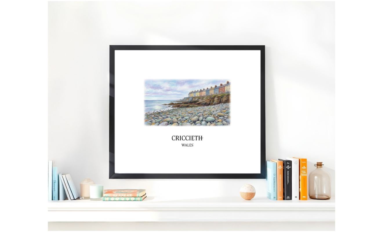 Criccieth, Wales | Marine Terrace Watercolour Travel Poster | Ella's Adventures