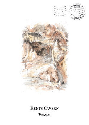 Kents Cavern, Torquay · Watercolour Postcard