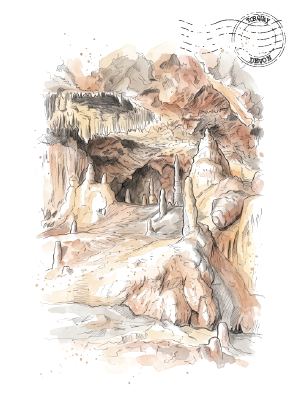 Kents Cavern, Torquay · Watercolour Postcard