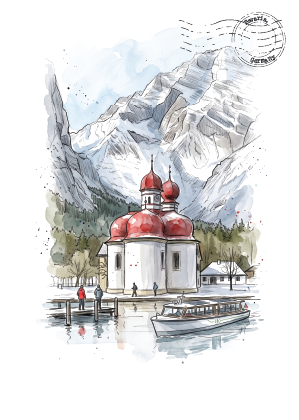 Königssee, Bavaria · Watercolour Postcard