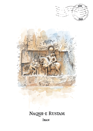 Naqsh-e Rustam, Fars · Watercolour Postcard