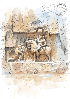 Naqsh-e Rustam, Fars · Watercolour Postcard
