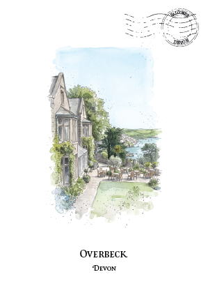 Overbeck's Garden, Salcombe · Watercolour Postcard