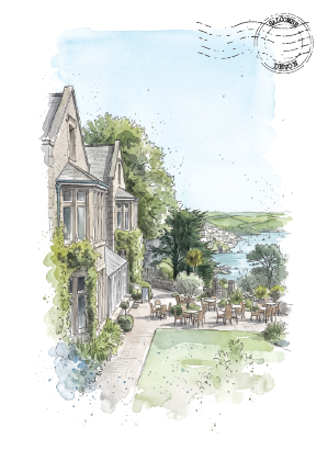 Overbeck's Garden, Salcombe · Watercolour Postcard