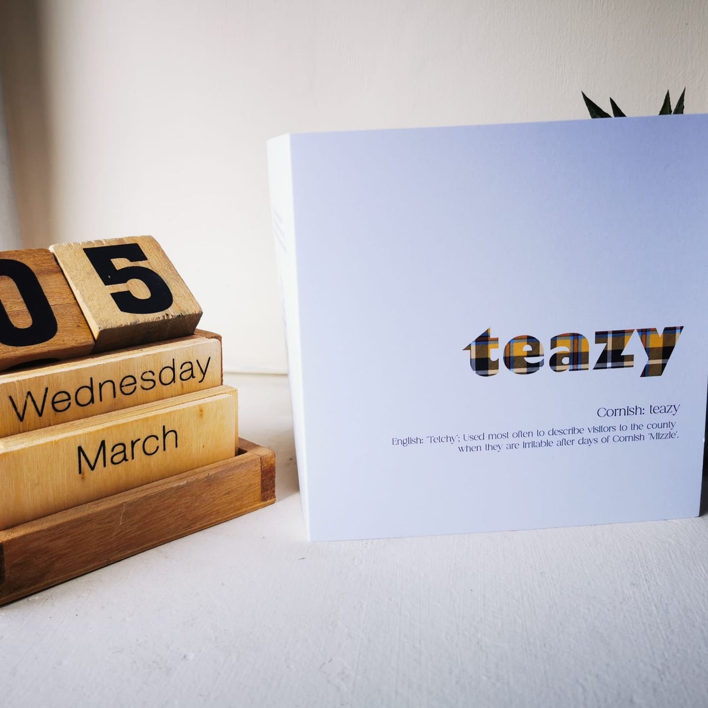 Teazy Cornish dialect greeting card with tartan lettering, by Ella's Adventures