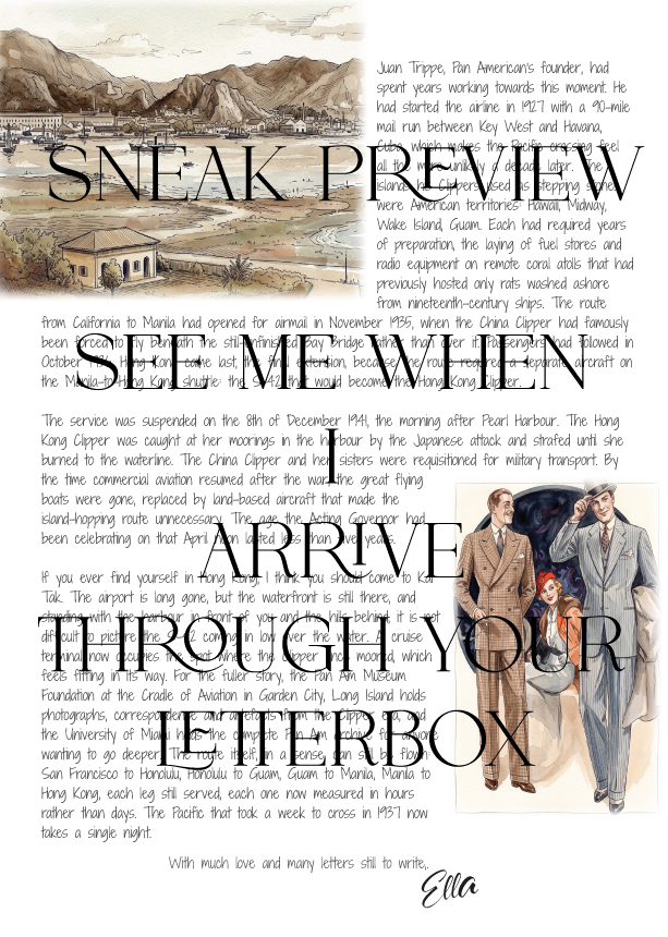Advertisement with text and illustration of mens 1930s fashion, featuring the brand for a letters home