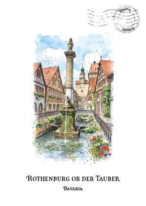 Rothenburg ob der Tauber, Bavaria · Watercolour Postcard