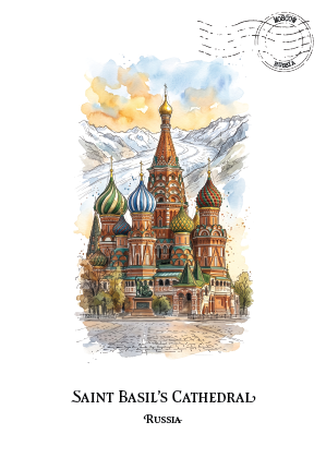 Saint Basil's Cathedral, Moscow · Watercolour Postcard