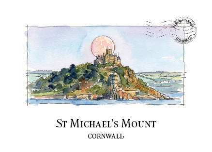St Michael's Mount, Cornwall · Watercolour Postcard