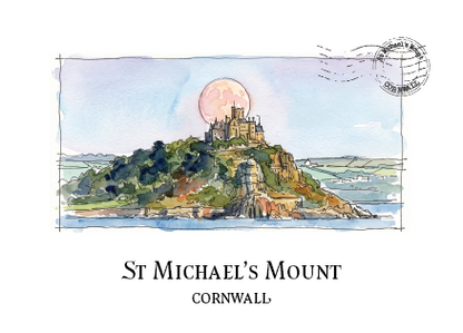 St Michael's Mount, Cornwall · Watercolour Postcard