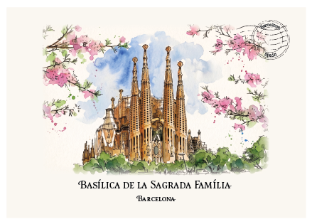 Basílica de la Sagrada Família, Barcelona · Watercolour Postcard