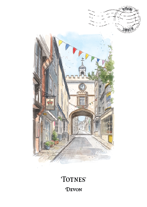 Totnes, Devon · Watercolour Postcard