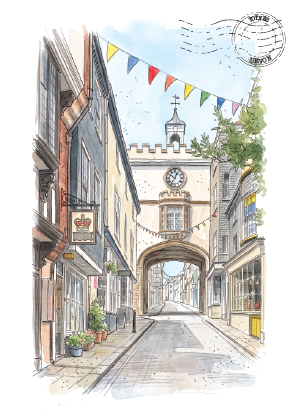 Totnes, Devon · Watercolour Postcard