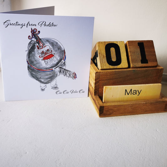 Ella's Adventures - Padstow Red and Blue Obby Oss original art card