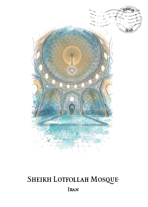Sheikh Lotfollah Mosque, Isfahan · Watercolour Postcard